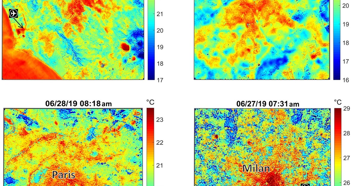 NASA satellite thermal image showing heat radiating from the American Southwest desert landscape during summer