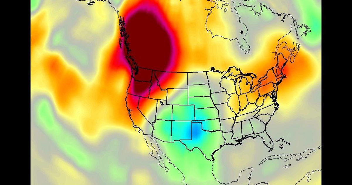 NASA satellite land-surface-temperature map showing an extreme heat wave, illustrating the July 2026 US heat records