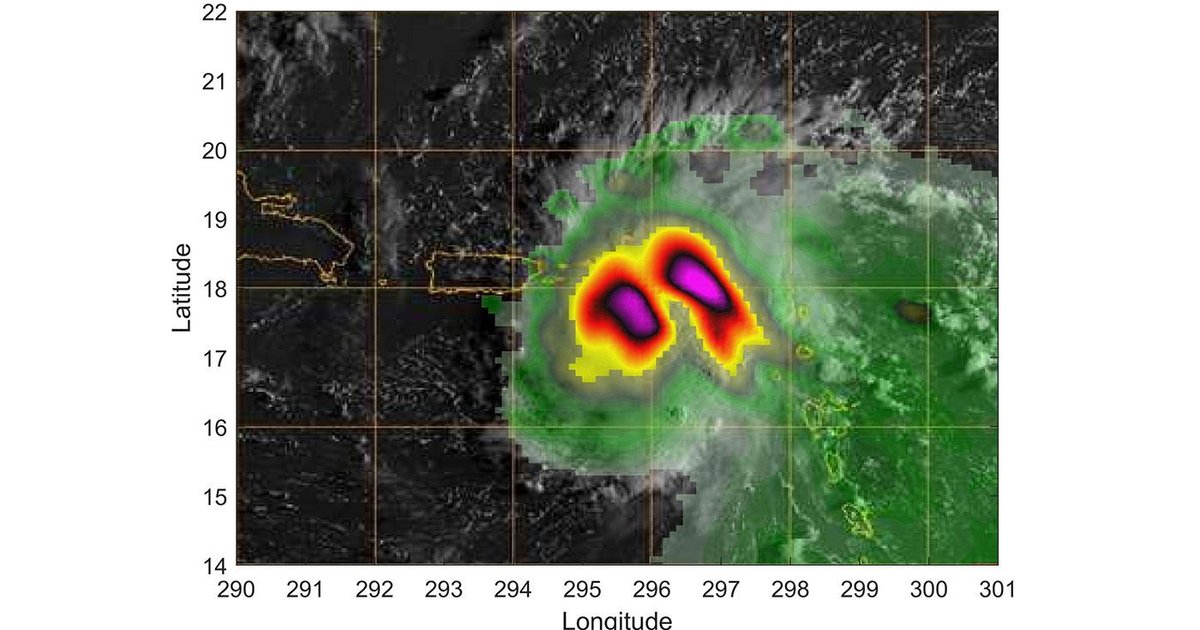 NASA satellite view of a tropical storm over the Gulf of Mexico, showing moisture spiraling into the US coast — the Gulf drives precipitation for the rainiest states